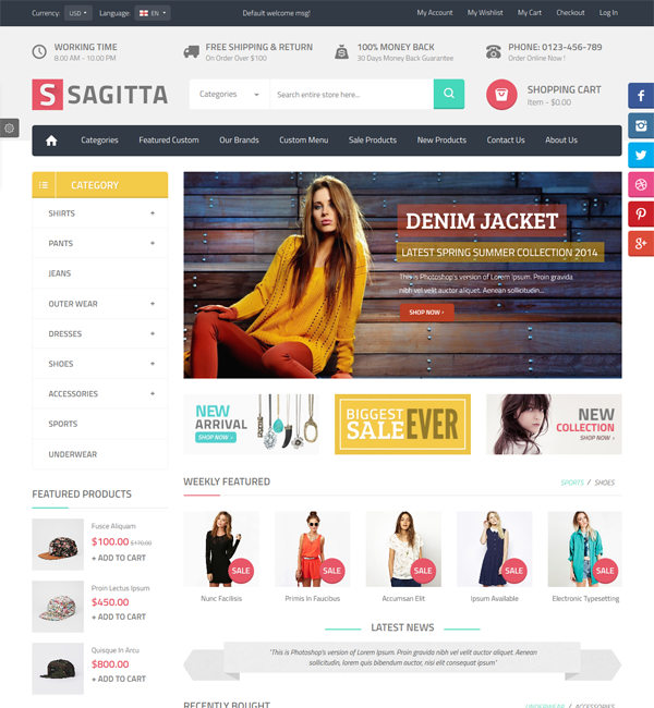 Sagitta - Mega Store Responsive Magento Theme