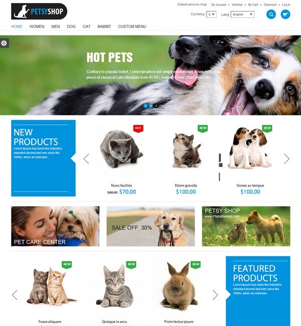 Petsy Shop Responsive Magento Theme 