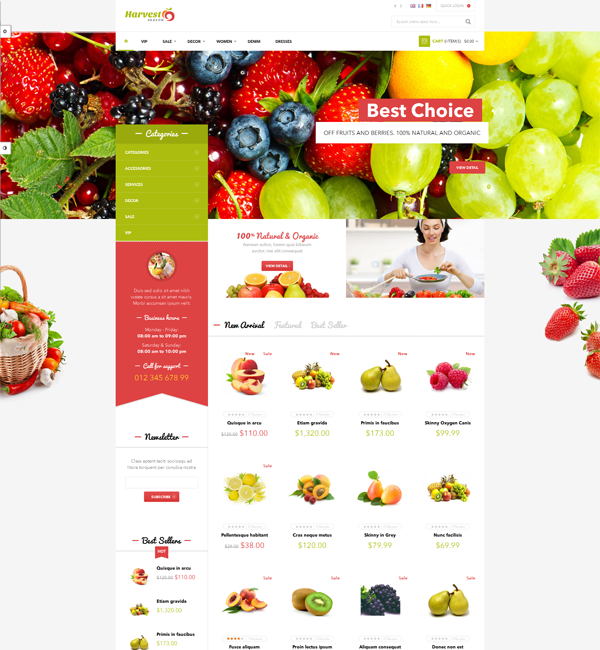 Ves Harvest Shop Responsive Magento Theme 