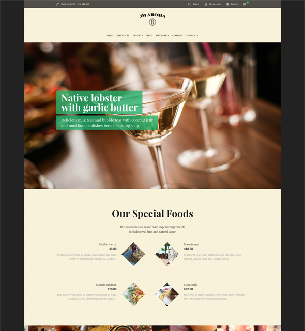 Aroma – Responsive Magento Restaurant Theme 