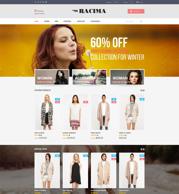 Racima - Multi Stores Responsive Magento Theme 