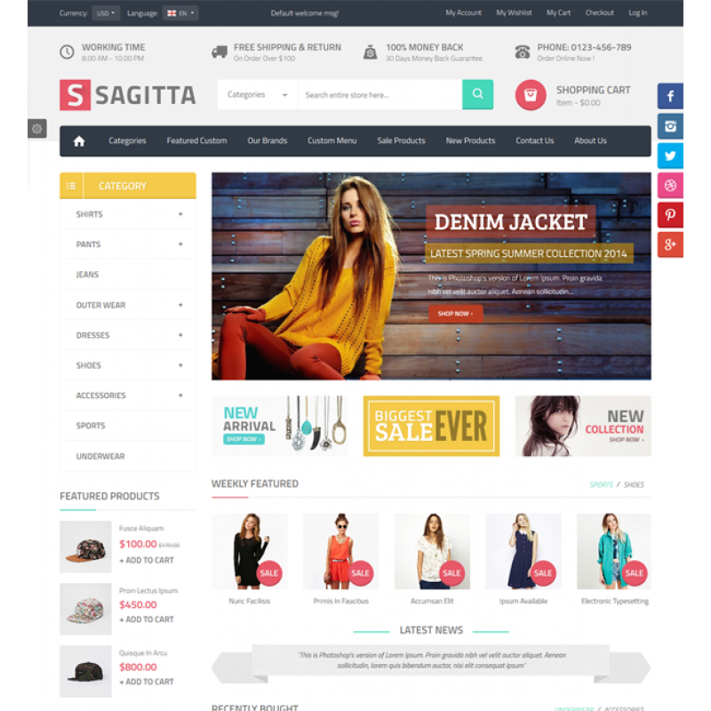 Sagitta - Mega Store Responsive Magento Theme