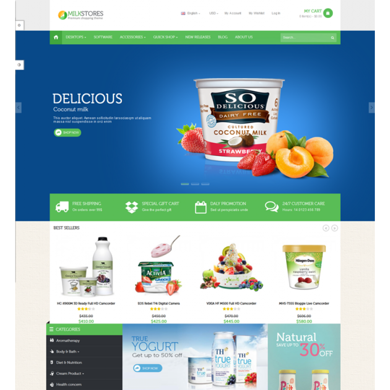 Ves Milk Store Responsive Magento Theme