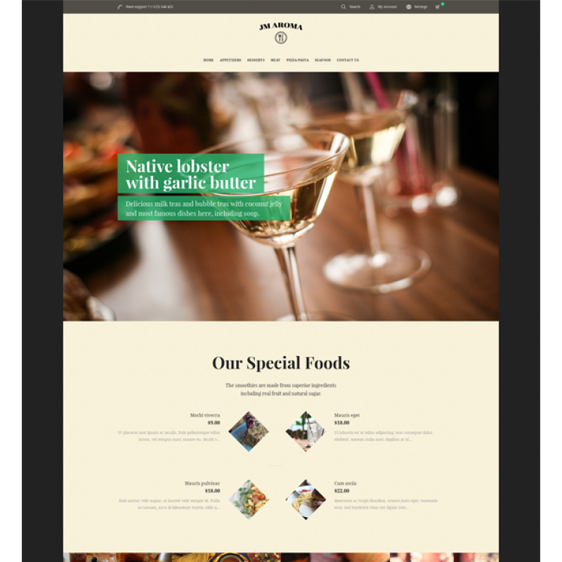 Aroma – Responsive Magento Restaurant Theme 